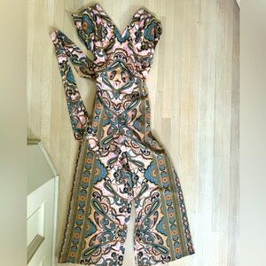 Donna Ricco Pink Paisley Jumpsuit Size 8